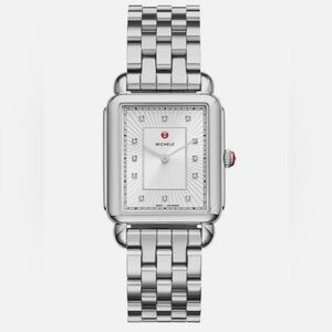 Michele Silver and White Luxury Watch